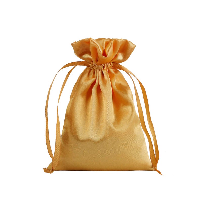 Generic Brands AKLVBL 30 Pack 6 x 9.5 Inches Golden Satin Gift Bags, Jewelry Drawstring Pouch, Wedding Favor Bags, Baby Shower Bags, Silk Bag - Image 1
